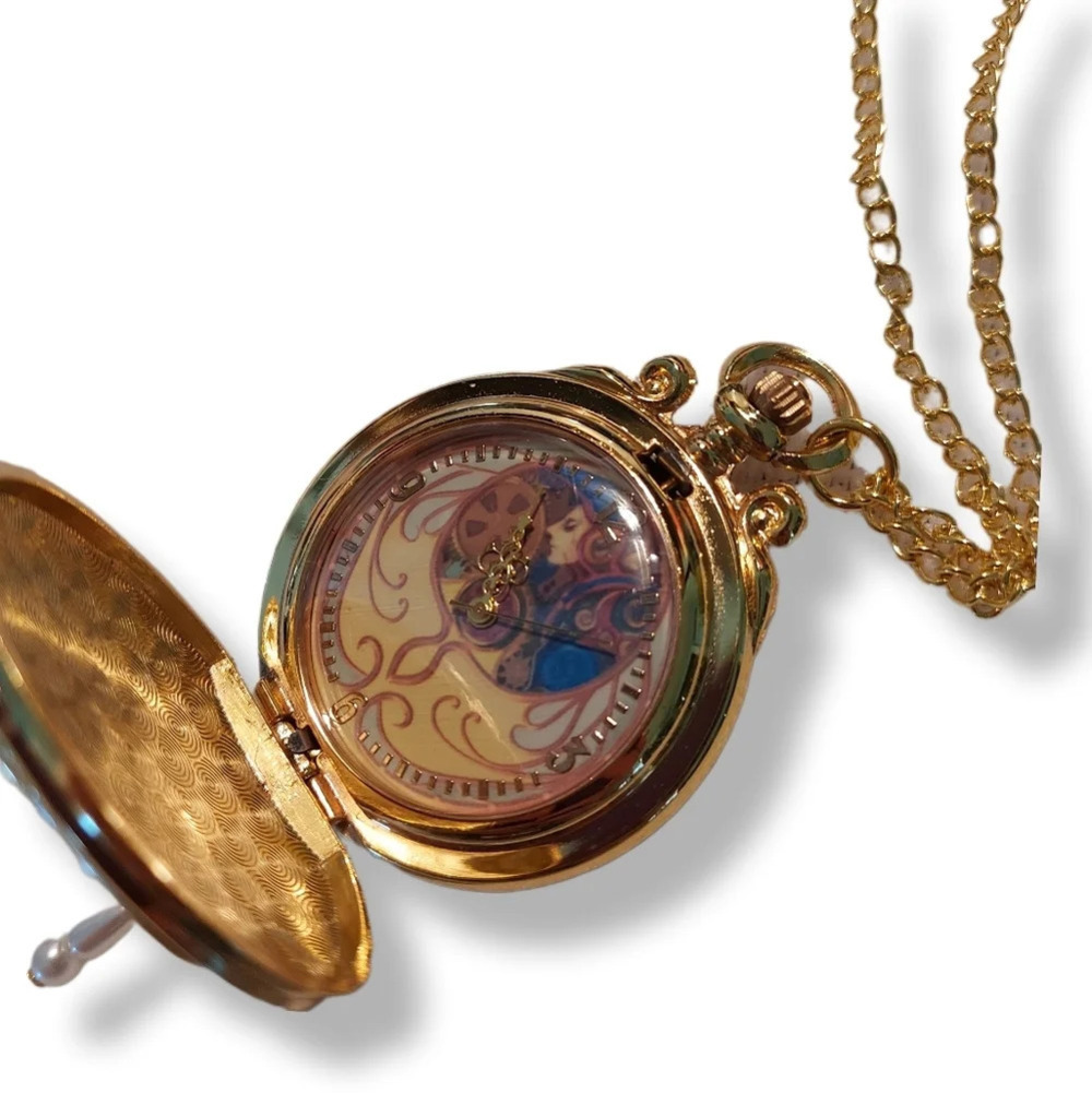 Gold Fantasy Pocket Blue & Purple Accent Watch w/ Lavender Rhinestone - Picture 7 of 11